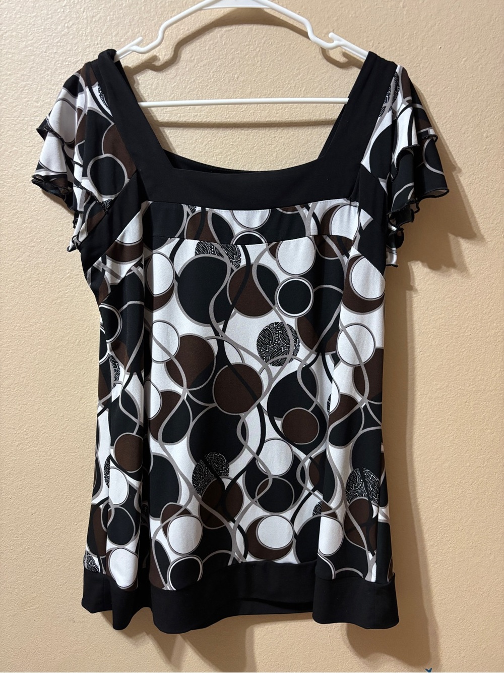 New Directions Womens Top Blouse Shirt Geometric  Size Large Stretch